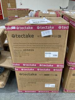 Lot 438  
            Chesterfield SR35 - Collection or Optional Delivery Available 

                
2 X TECTAKE BAR STOOL IN CREAM AND BLACK (405859 405859) (405859 405859) (LOCATIO...