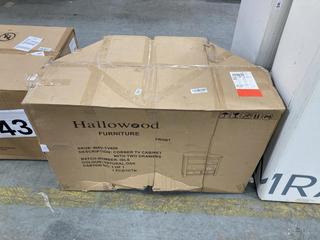 Lot 606  
            Chesterfield SR35 - Collection or Optional Delivery Available 

                
HALLOWOOD FURNITURE CORNER TV CABINET WITH TWO DRAWERS FINISHED IN A NATURAL OAK ...