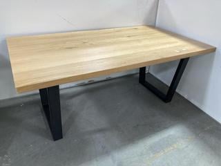 Lot 62  
            Chesterfield SR35 - Collection or Optional Delivery Available 
                
DFS DINING TABLE IN NATURAL WOOD FINISH WITH BLACK LEGS (LOCATION: SR35)