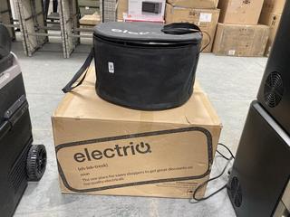 Lot 639  
            Chesterfield SR35 - Collection or Optional Delivery Available 

                
ELECTRIQ PORTABLE SMOKELESS CHARCOAL GRILL TO INCLUDE ELECTRIQ 42L DIGITAL COMBI ...