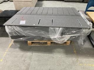 Lot 63  
            Chesterfield SR35 - Collection 
                
DFS SUPER KING BED FRAME WITH MALONE 2 DRAWER + 4 BASKET SIDE DRAWER IN SLATE GRE...
