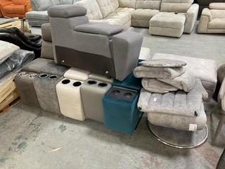 Lot 67  
            Chesterfield SR35 - Collection or Optional Delivery Available 
                
PALLET OF ASSORTED ITEMS TO INCLUDE SOFA CONSOLE UNIT IN GREEN FABRIC (LOCATION: ...