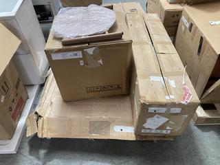 Lot 698  
            Chesterfield SR35 - Collection or Optional Delivery Available 

                
3 X ASSORTED ITEMS TO INCLUDE CREAM VELVET DRESSING TABLE CHAIR WITH GOLD LEGS (L...