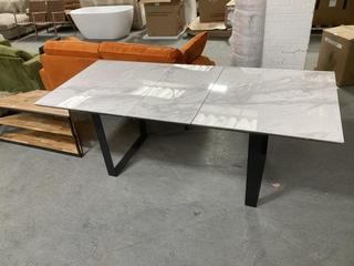 Lot 716  
            Chesterfield SR35 - Collection or Optional Delivery Available 

                
DFS WHITE MARBLE TOP EXTENDING TABLE WITH BLACK LEGS (LOCATION: SR35)