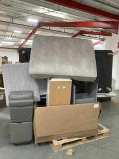 Lot 717  
            Chesterfield SR35 - Collection or Optional Delivery Available 

                
DFS ASSORTED PALLET OF SOFA PARTS TO INCLUDE SOFA CONSOLE IN STONE GREY *PART* (L...