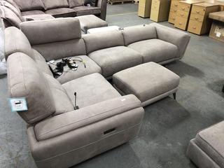 Lot 727  
            Chesterfield SR35 - Collection or Optional Delivery Available 

                
DFS 3 SEATER LH CORNER SOFA IN SLATE GREY SUEDE STYLE TEXTURE WITH MATCHING FOOT ...