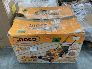 Lot 230  
            Chesterfield SR36 - Collection or Optional Delivery Available 

                
INGCO 40V LITHIUM-ION LAWN MOWER IN ORANGE - ORIGINAL RRP £239 (LOCATION: SR36 A3)