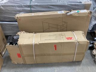 Lot 264  
            Chesterfield SR36 - Collection or Optional Delivery Available 

                
SAMSON FOLDING CHAIR IN BLACK WITH ASSORTED ITEM TO INCLUDE 55" OFFICE DESK (LOCA...