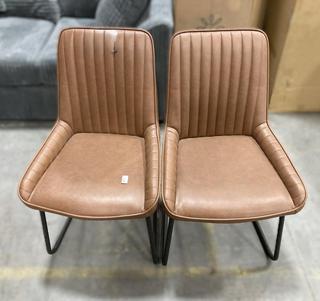 Lot 295  
            Chesterfield SR36 - Collection or Optional Delivery Available 

                
2 X JOHN LEWIS DINING CHAIRS IN BROWN LEATHER (LOCATION: SR36 A6)
