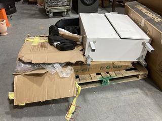 Lot 310  
            Chesterfield SR36 - Collection or Optional Delivery Available 

                
2 DRAWER CHEST IN WHITE AND FLAT PACK FURNITURE IN WHITE (LOCATION: SR36 B3)