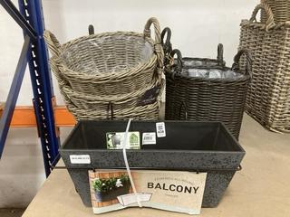 Lot 438  
            Chesterfield SR36 - Collection Only 

                
ASSORTED ITEMS TO INCLUDE RATTAN PLANT POT IN BLACK (COLLECTION ONLY) (LOCATION: ...