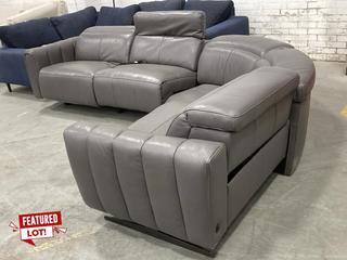 Lot 465  
            Chesterfield SR36 - Collection or Optional Delivery Available 

                
4 SEATER CORNER SOFA LEATHER STYLED CONCRETE GREY (LOCATION: SR36 B1)