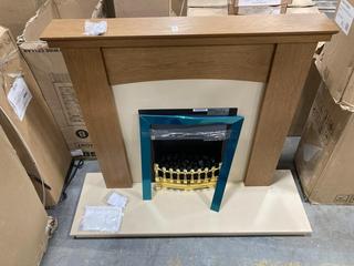 Lot 581  
            Chesterfield SR36 - Collection or Optional Delivery Available 

                
KATELL ELECTRIC HEATER IN NATURAL WOOD FINISH WITH BEIGE AND TEAL MODEL NO. - E16...