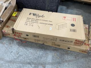 Lot 677  
            Chesterfield SR36 - Collection or Optional Delivery Available 

                
FWSTYLE 3+3 DRAWER CHEST IN MATT BLACK 840X430X145MM (LOCATION: SR36 B4)