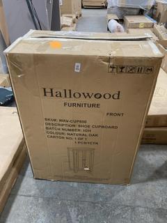 Lot 686  
            Chesterfield SR36 - Collection or Optional Delivery Available 

                
HALLOWOOD FURNITURE SHOE CUPBOARD IN NATURAL OAK (LOCATION: SR36 B4)