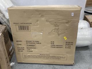 Lot 692  
            Chesterfield SR36 - Collection or Optional Delivery Available 

                
ROUND TO OVAL EXTENDING TABLE IN MAHOGANY (LOCATION: SR36 B4)