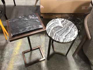 Lot 761  
            Chesterfield SR36 - Collection or Optional Delivery Available 

                
SMALL MARBLE SIDE TABLE TO INCLUDE SMALL SQUARE MARBLE SIDE TABLE (LOCATION: SR36...