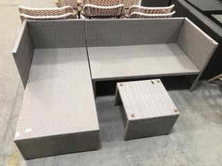 Lot 766  
            Chesterfield SR36 - Collection or Optional Delivery Available 

                
GREY OUTDOOR RATTAN CORNER SET ( NO CUSHIONS ) (LOCATION: SR36 B6)