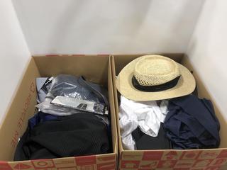 Lot 772  
            Chesterfield SR36 - Collection or Optional Delivery Available 

                
2 X ASSORTED BOX OF CLOTHES TO INCLUDE RIFE RX CABRETTA GLOE MENSLH LARGE IN WHIT...