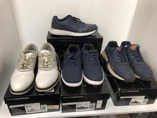 Lot 782  
            Chesterfield SR36 - Collection or Optional Delivery Available 

                
4 X ASSORTED ITEMS TO INCLUDE GREG NORMAN ISA TOUR 2 SL IN WHITE/GREY/LIME UK SIZ...