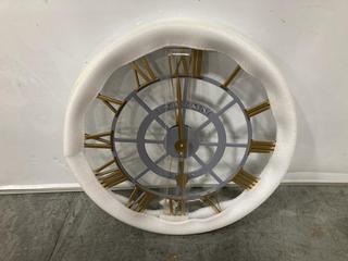 Lot 81  
            Chesterfield SR36 - Collection or Optional Delivery Available 

                
EVENING STAR GRAND CLOCK BRASS 24IN - ITEM NO. 028909 - ORIGINAL RRP £95 (LOCATIO...