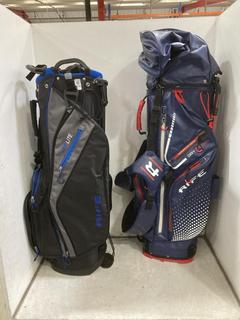 Lot 820  
            Chesterfield SR36 - Collection or Optional Delivery Available 

                
RIFE RF LITE GOLF BAG IN BLACK/GREY/BLUE TO INCLUDE RIFE GOLF BAG IN NAVY/RED/WHI...