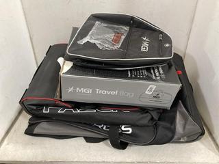 Lot 848  
            Chesterfield SR36 - Collection or Optional Delivery Available 

                
3 X ASSORTED ITEMS TO INCLUDE MGI TRAVEL BAG IN BLACK/WHITE (LOCATION: SR36 B6)