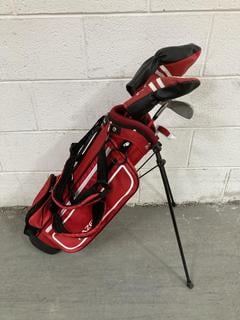 Lot 866  
            Chesterfield SR36 - Collection or Optional Delivery Available 

                
FAZER JUNIOR GOLF BAG IN RED/BLACK TO INCLUDE ASSORTED GOLF CLUBS (LOCATION: SR36...