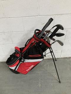 Lot 870  
            Chesterfield SR36 - Collection or Optional Delivery Available 

                
FAZER GOLF BAG IN RED/BLACK/WHITE WITH ASSORTED GOLF CLUBS (LOCATION: SR36 B6) (20)