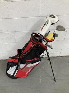 Lot 874  
            Chesterfield SR36 - Collection or Optional Delivery Available 

                
FAZER GOLF BAG IN RED/BLACK/WHITE TO INCLUDE ASSORTED GOLF CLUBS (LOCATION: SR36 ...