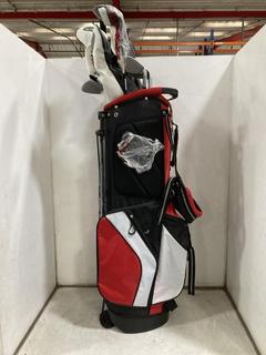 Lot 882  
            Chesterfield SR36 - Collection or Optional Delivery Available 

                
FAZER GOLF BAG IN RED/BLACK/WHITE TO INCLUDE ASSORTED GOLF CLUBS (LOCATION: SR36 ...