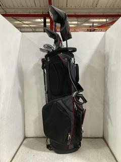 Lot 883  
            Chesterfield SR36 - Collection or Optional Delivery Available 

                
FAZER GOLF BAG IN BLACK/GREY/RED TO INCLUDE ASSORTED GOLF CLUBS (LOCATION: SR36 B6)