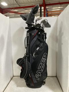 Lot 885  
            Chesterfield SR36 - Collection or Optional Delivery Available 

                
FAZER GOLF BAG IN BLACK/GREY/RED TO INCLUDE ASSORTED GOLF CLUBS (LOCATION: SR36 B...