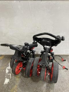 Lot 890  
            Chesterfield SR36 - Collection or Optional Delivery Available 

                
2 X BEN ROSS FOLDABLE GOLF TROLLEY IN BLACK WITH RED WHEELS (LOCATION: SR36 B6) (...