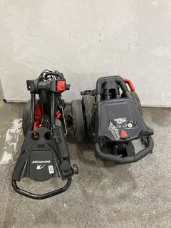 Lot 892  
            Chesterfield SR36 - Collection or Optional Delivery Available 

                
2X BEN ROSS FOLDABLE GOLF TROLLEY IN BLACK WITH RED WHEELS (LOCATION: SR36 B6) (20)