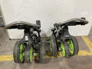 Lot 895  
            Chesterfield SR36 - Collection or Optional Delivery Available 

                
2 X BEN ROSS FOLDABLE GOLF TROLLEYS BOTH GREY/BLACK WITH GREEN WHEELS (LOCATION: ...