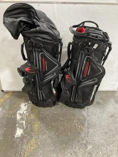 Lot 913  
            Chesterfield SR36 - Collection or Optional Delivery Available 

                
2X BEN ROSS GOLF BAGS IN BLACK/GREY/RED (LOCATION: SR36 B6)