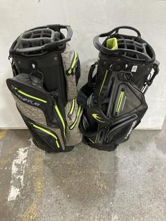 Lot 922  
            Chesterfield SR36 - Collection or Optional Delivery Available 

                
2X GOLF BAGS 1X MGT BAG IN BLACK/GREY/ PATTERN AND 1 BENROSS IN BLACK/GREY AND GR...