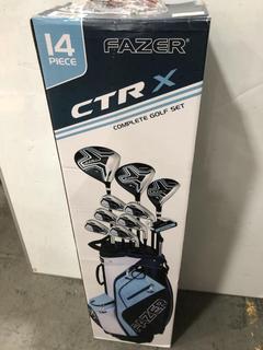 Lot 940  
            Chesterfield SR36 - Collection or Optional Delivery Available 

                
BOXED FAZER GOLF BAG IN WHITE/LIGHT BLUE/DARK BLUE TO INCLUDE ASSORTED GOLF CLUBS...