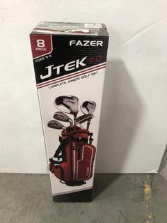 Lot 943  
            Chesterfield SR36 - Collection or Optional Delivery Available 

                
BOXED FAZER JTEK 7.0 8 PIECE JUNIOR GOLF SET TO INCLUDE ASSORTED GOLF CLUBS (LOCA...