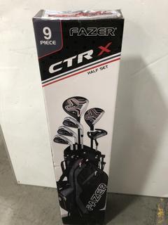Lot 950  
            Chesterfield SR36 - Collection or Optional Delivery Available 

                
BOXED FAZER CTRX GOLF BAG IN BLACK/GREY TO INCLUDE ASSORTED GOLF CLUBS (LOCATION:...