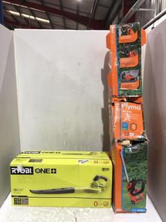 Lot 113  
            Chesterfield SR45 - Parcel Delivery Only 

                
RYOBI 18V CORDLESS BLOWER + FLYMO 18V EASICUT- 450 CORDLESS HEDGE TRIMMER (LOCATI...