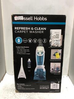 Lot 124  
            Chesterfield SR45 - Parcel Delivery Only 

                
RUSSELL HOBBS REFRESH & CLEAN CARPET WASHER RHCC5001 (LOCATION: L8)