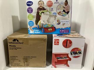Lot 1299  
            Chesterfield SR45 - Parcel Delivery Only 

                
3 X ASSORTED CHILDRENS ITEMS TO INCLUDE VTECH BABY FIRST STEPS WALKER (LOCATION: H9)