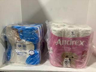 Lot 1305  
            Chesterfield SR45 - Parcel Delivery Only 

                
ANDREX FAMILY SOFT TOILET TISSUE PACK OF 5 X 9 ROLLS TO INCLUDE ANDREX COMPLETE C...