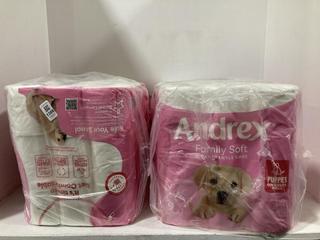 Lot 1306  
            Chesterfield SR45 - Parcel Delivery Only 

                
2 X ANDREX FAMILY SOFT TOILET TISSUE 5 X PACK OF 9 ROLLS (LOCATION: H9)
