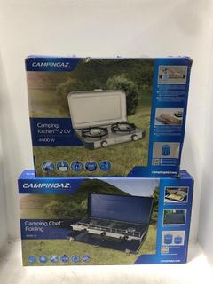Lot 1319  
            Chesterfield SR45 - Parcel Delivery Only 

                
CAMPINGAZ 4000W CAMPING KITCHEN 2 CV STOVE TO INCLUDE CAMPINGAZ 4500W FOLDING CAM...