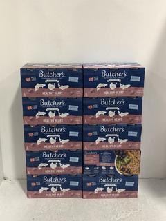 Lot 1350  
            Chesterfield SR45 - Parcel Delivery Only 

                
10 X BUTCHERS HEALTHY HEART GRAINFREE DOG FOOD WITH OMEGA 3 (6 X 390G) - BB 10/27...