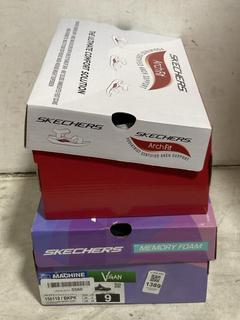 Lot 1389  
            Chesterfield SR45 - Parcel Delivery Only 

                
SKECHERS MEMORY UK SIZE 6 BLACK/PINK TO INCLUDE BLACK SKECHERS ARCHFIT FOOTWEAR U...