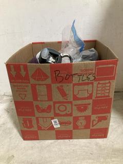 Lot 1391  
            Chesterfield SR45 - Parcel Delivery Only 

                
LARGE BOX OF ASSORTED BOTTLES TO INCLUDE PURPLE CONTIGO ASHLAND AUTOSPOUT WATER B...